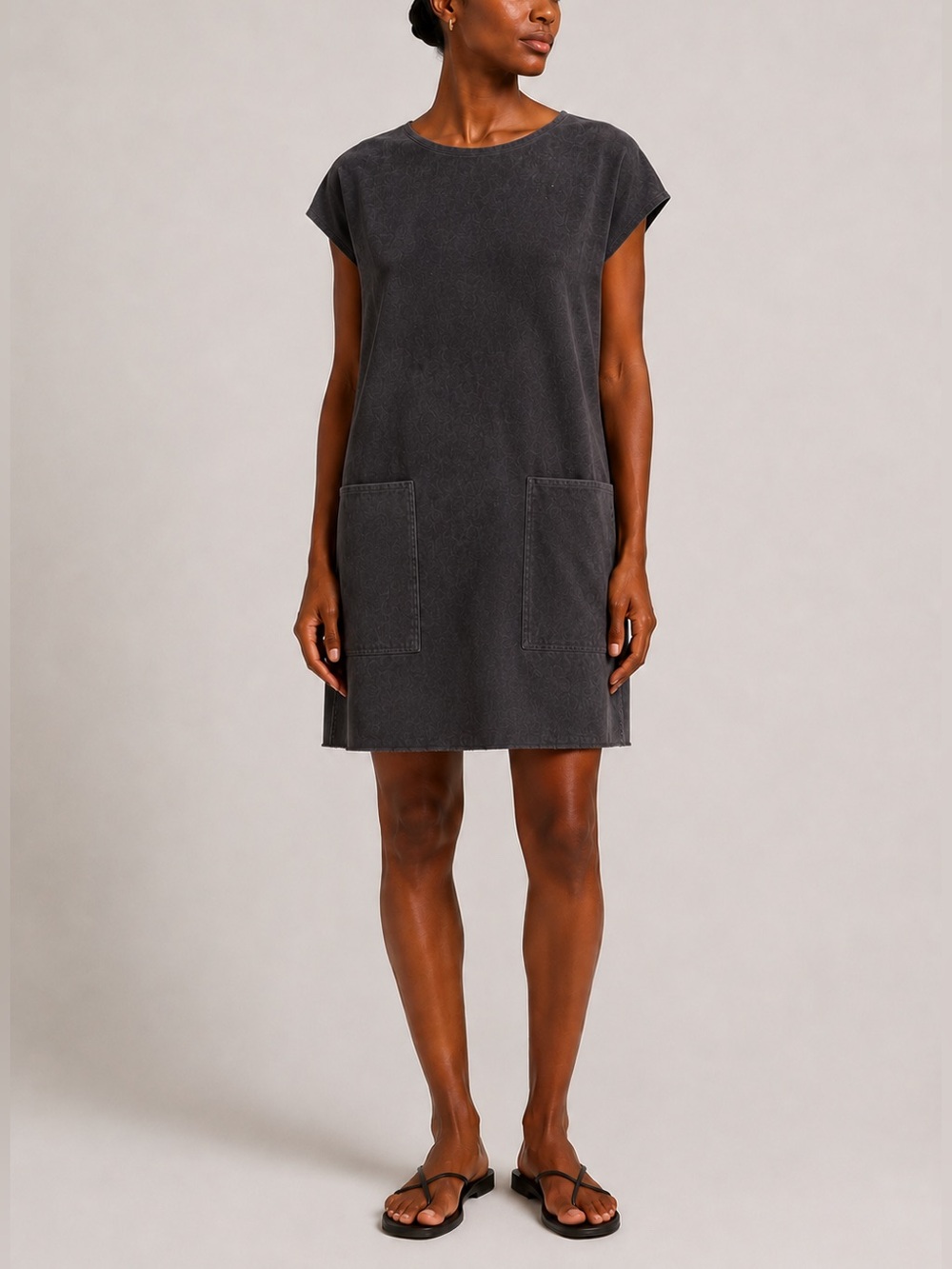 Wilfred Free Nori Faux Suede Shift Dress Gray Medium | Minimalist Tunic Pockets
